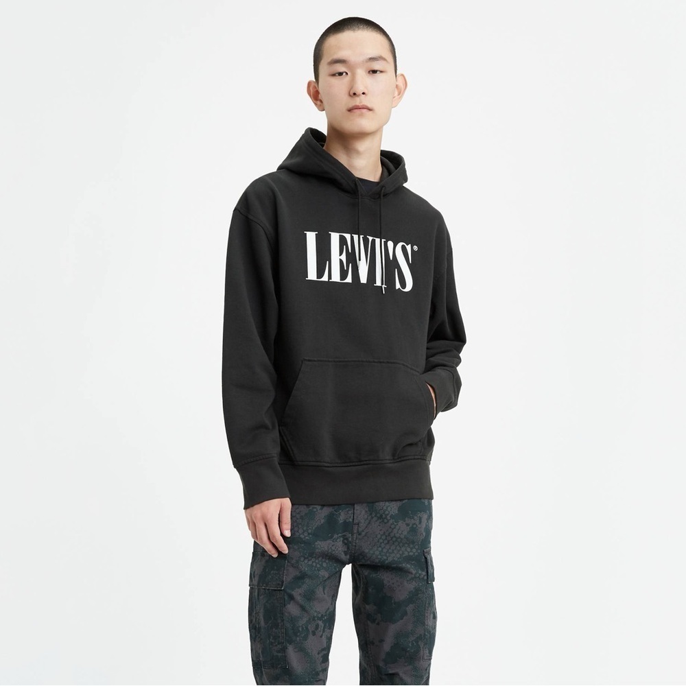 LEVIS RELAXED GRAPHIC HOODIE BLACK SIZE SMALL VERY GOOD CONDITION